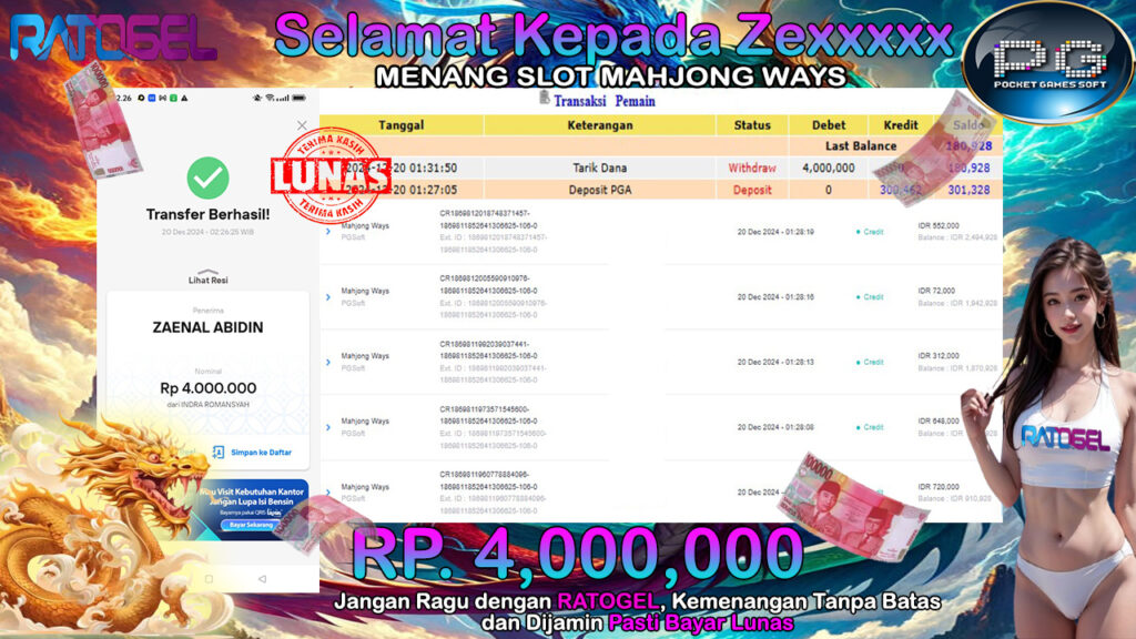 BUKTI JACKPOT SLOT MAHJONG WAYS TERPERCAYA DI INDONESIA TGL 20-12-2024