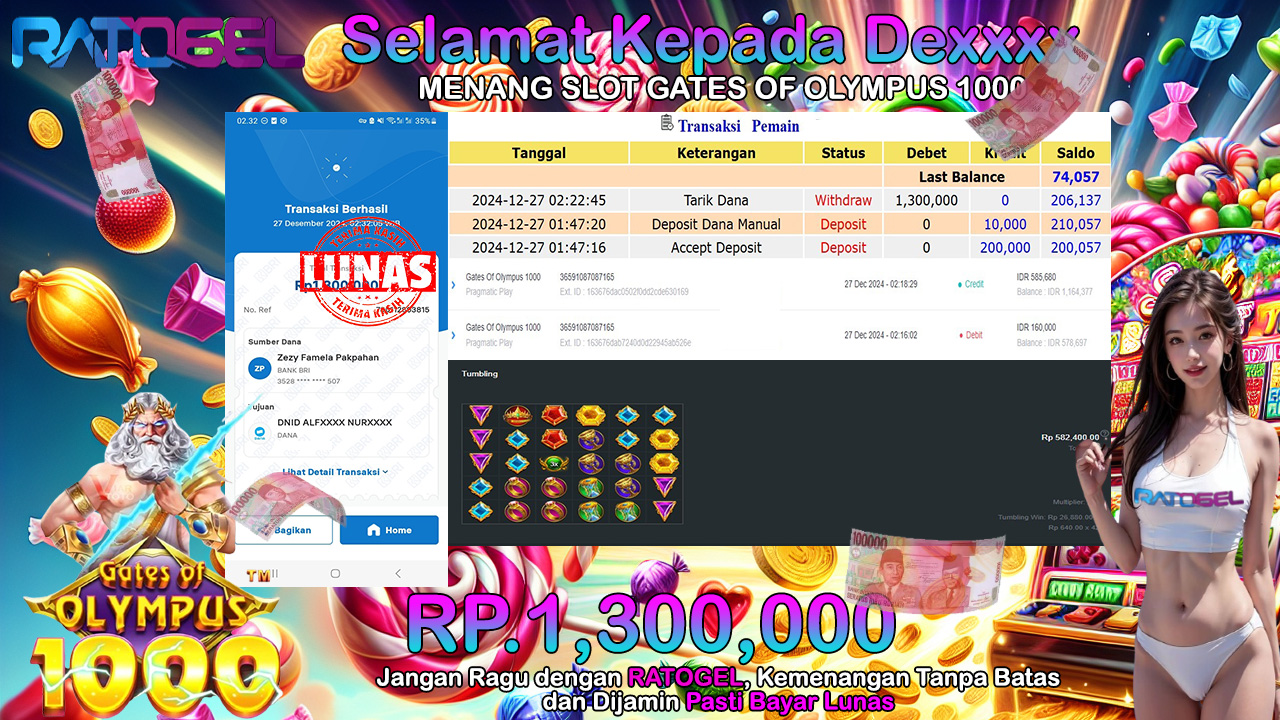 BUKTI JACKPOT SLOT GATES OF OLYMPUS 1000 TERPERCAYA DI INDONESIA TGL 27-12-2024