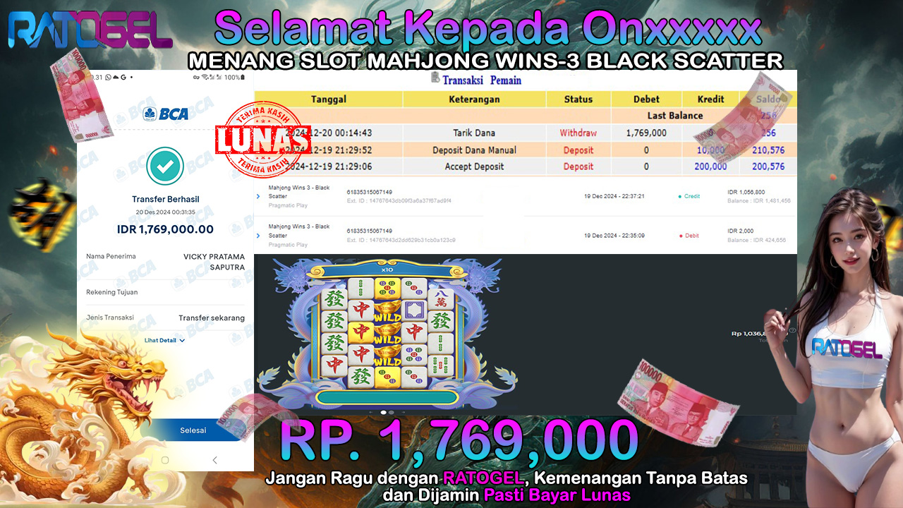 BUKTI JACKPOT SLOT MAHJONG WINS-3 BLACK SCATTER TERPERCAYA DI INDONESIA TGL 20-12-2024