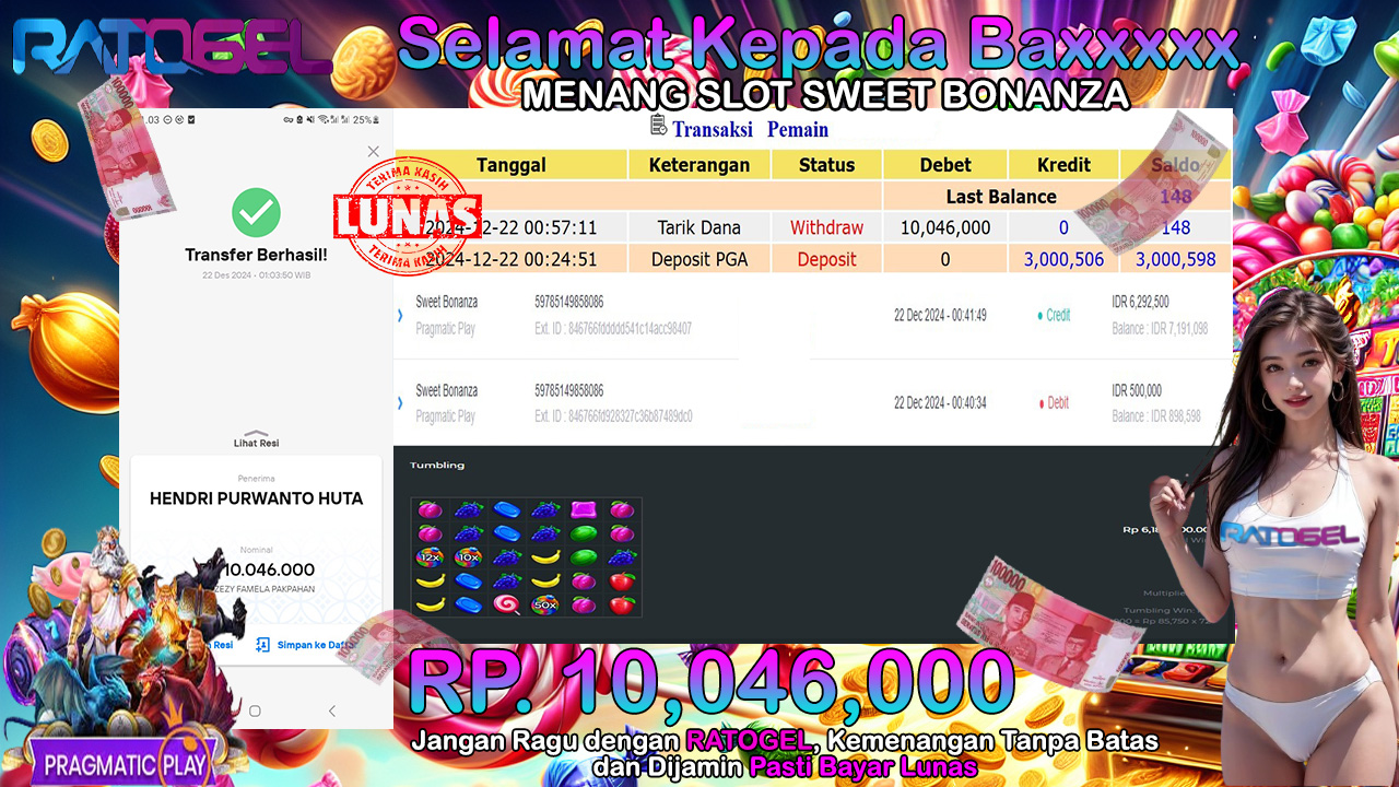 BUKTI JACKPOT SLOT SWEET BONANZA TERPERCAYA DI INDONESIA TGL 22-12-2024