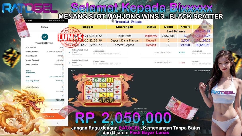 BUKTI JACKPOT SLOT MAHJONG WINS 3-BLACK CATTER TERPERCAYA DI INDONESIA TGL 21-12-2024