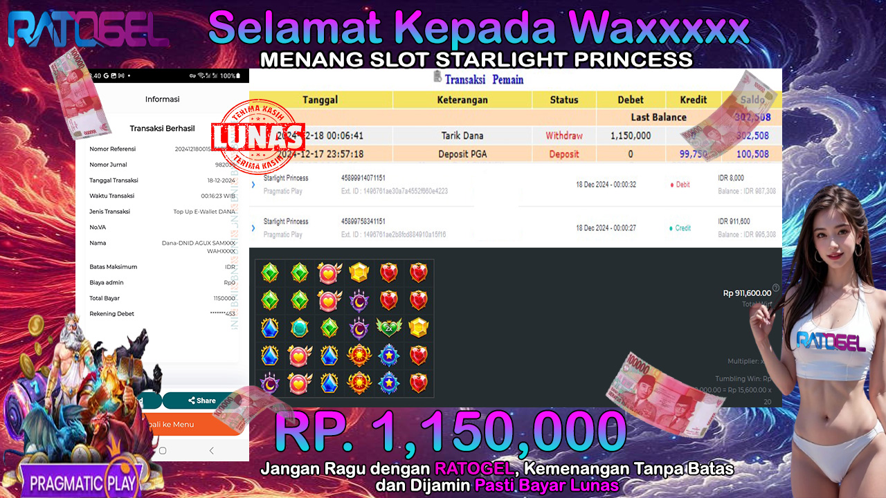 BUKTI JACKPOT SLOT STARLIGHT PRINCESS TERPERCAYA DI INDONESIA TGL 18-12-2024