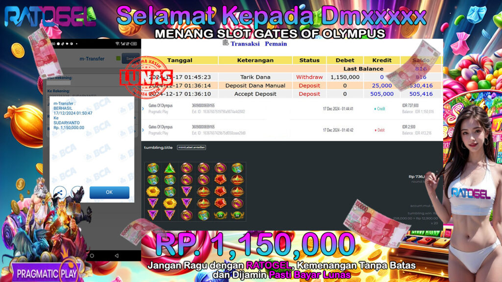 BUKTI JACKPOT SLOT GATES OF OLYMPUS TERPERCAYA DI INDONESIA TGL 17-12-2024