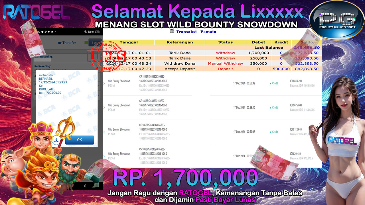 BUKTI JACKPOT SLOT WILD BOUNTY SHOWDOWN TERPERCAYA DI INDONESIA TGL 17-12-2024