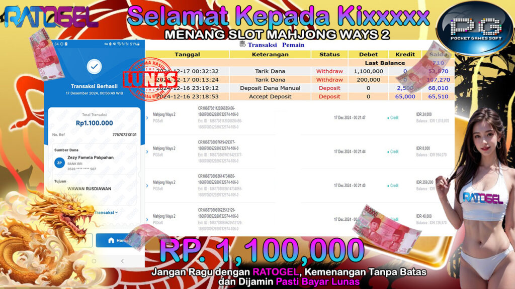 BUKTI JACKPOT SLOT MAHJONG WAYS 2 TERPERCAYA DI INDONESIA TGL 17-12-2024