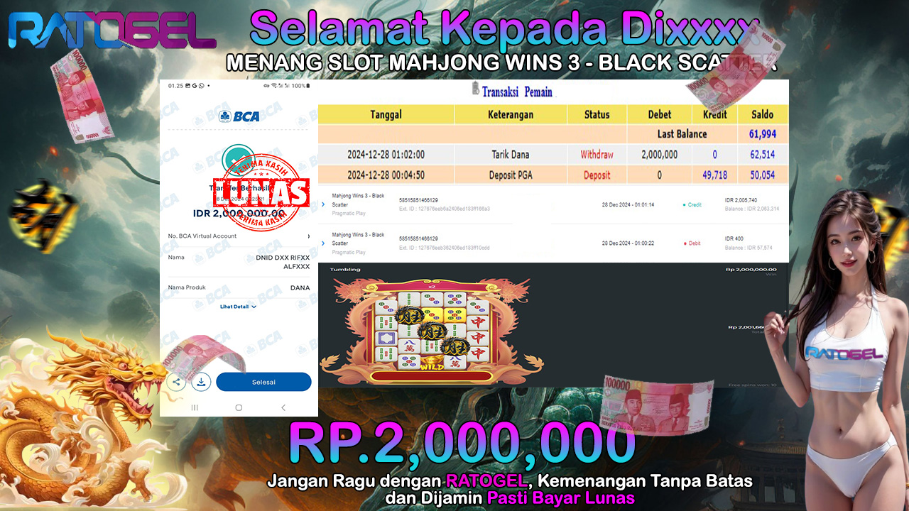 BUKTI JACKPOT SLOT MAHJONG WINS 3-BLACK SCATTER TERPERCAYA DI INDONESIA TGL 28-12-2024