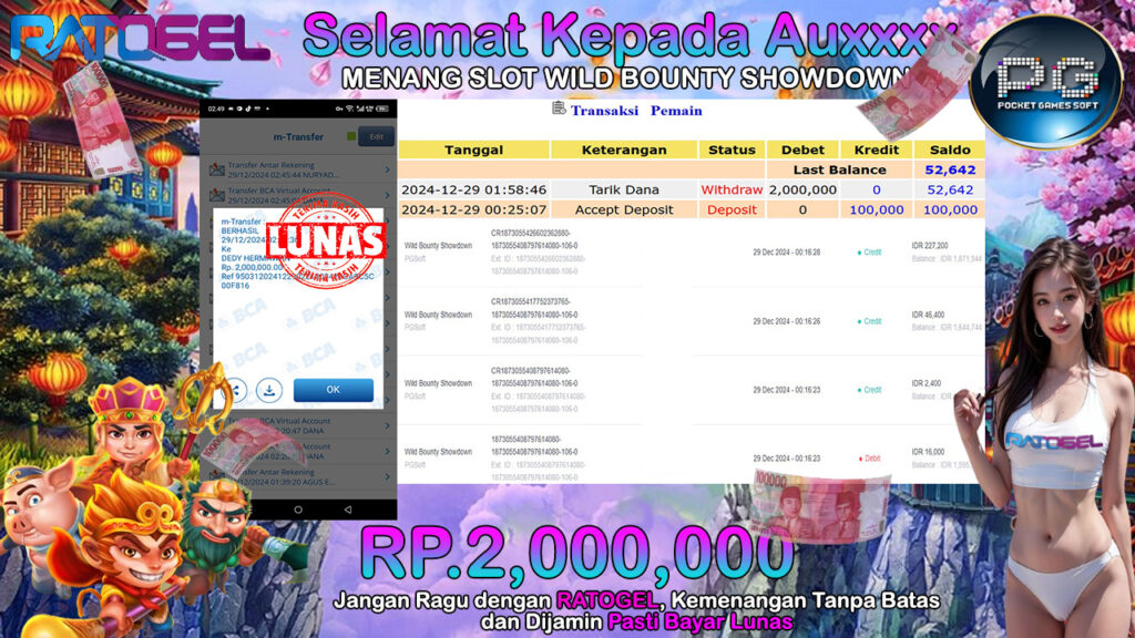 BUKTI JACKPOT SLOT WILD BOUNTY SHOWDOWN TERPERCAYA DI INDONESIA TGL 29-12-2024