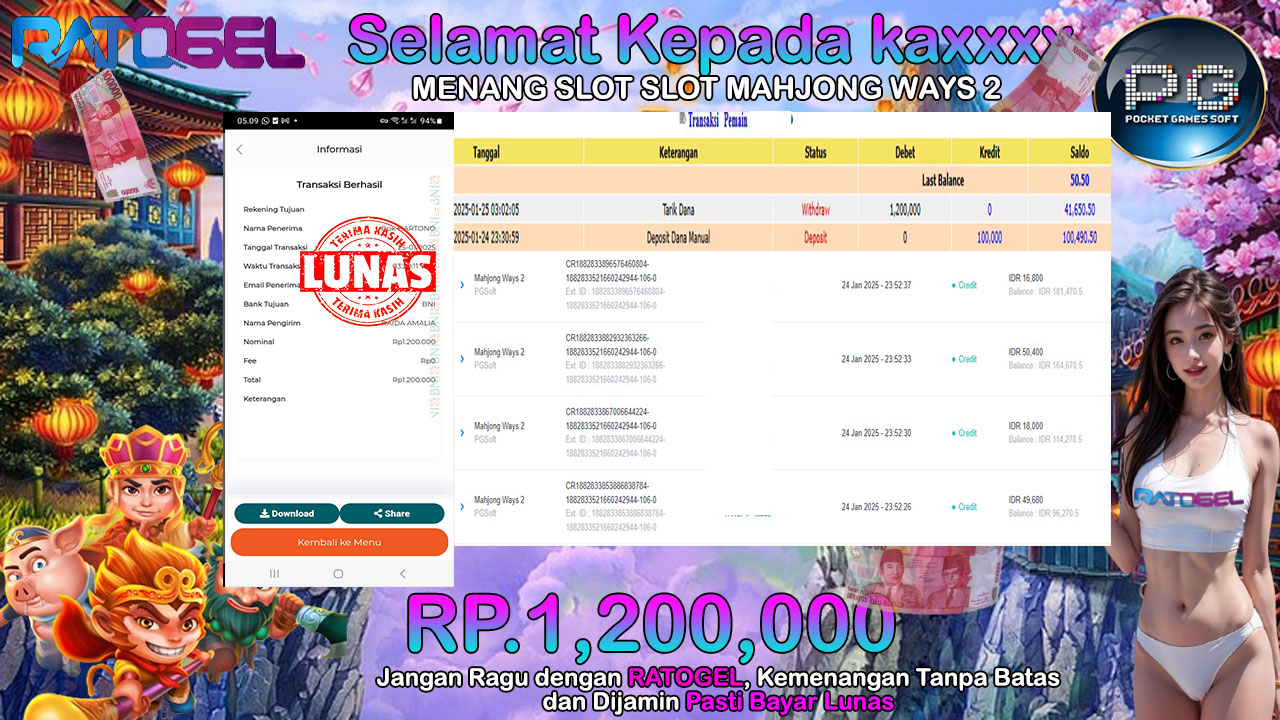 BUKTI JACKPOT SLOT MAHJONG WAYS 2 TERPERCAYA DI INDONESIA TGL 25-01-2025