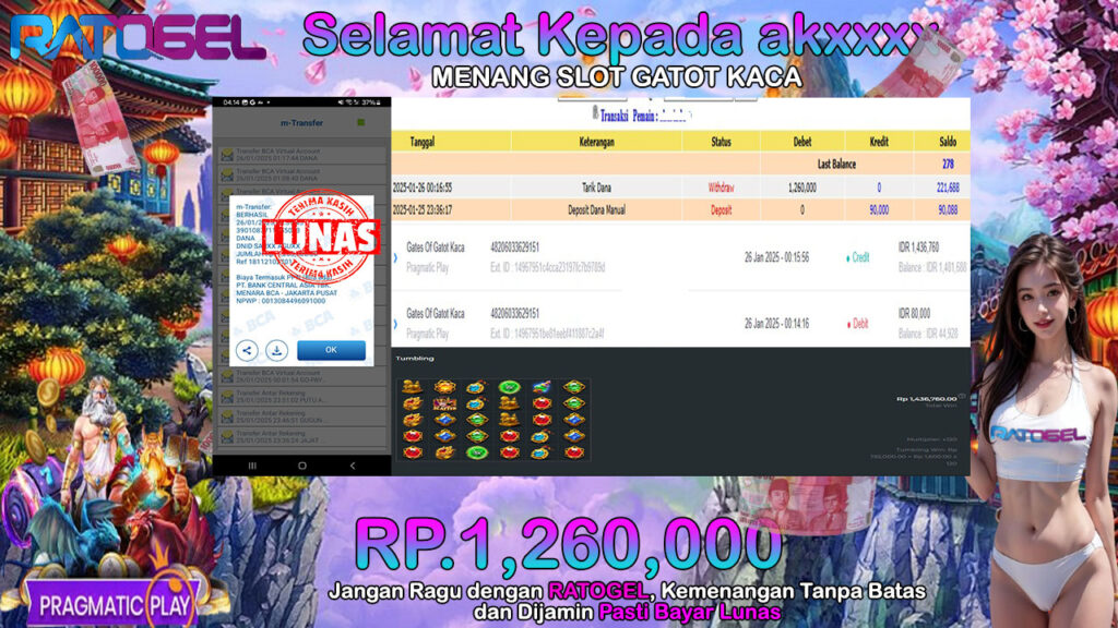 BUKTI JACKPOT SLOT GATOT KACA  TERPERCAYA DI INDONESIA TGL 26-01-2025