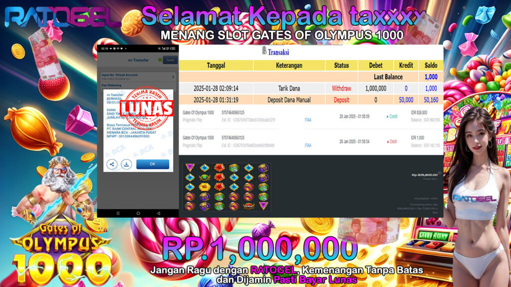 BUKTI JACKPOT SLOT GATES OF OLYMPUS 1000 TERPERCAYA DI INDONESIA TGL 28-01-2025