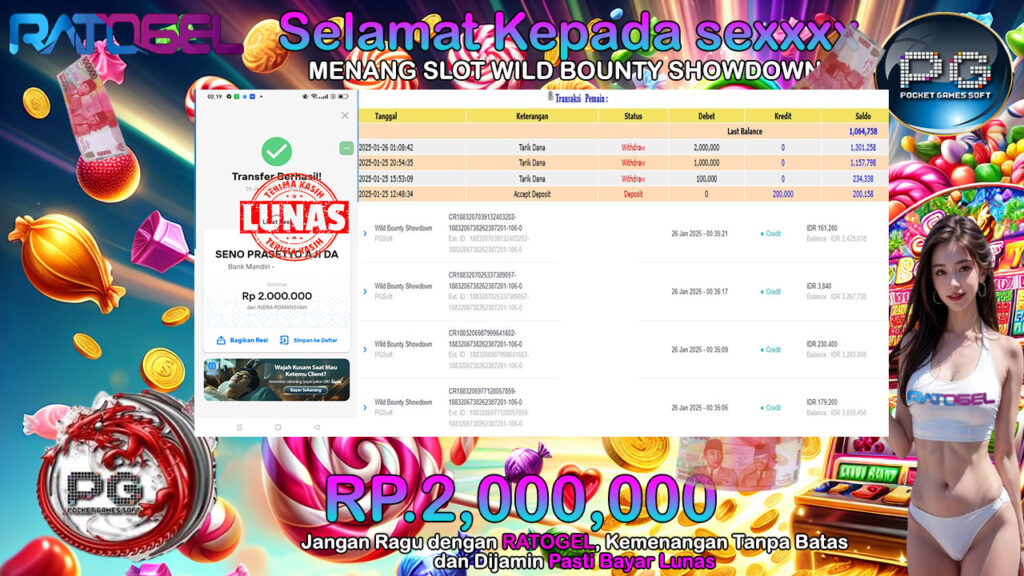 BUKTI JACKPOT SLOT WILD BOUNTY SHOWDOWN  TERPERCAYA DI INDONESIA TGL 26-01-2025