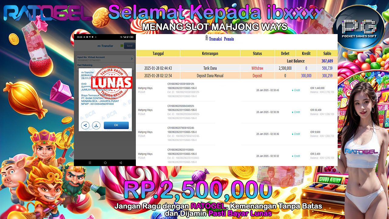 BUKTI JACKPOT SLOT MAHJONG WAYS TERPERCAYA DI INDONESIA TGL 28-01-2025