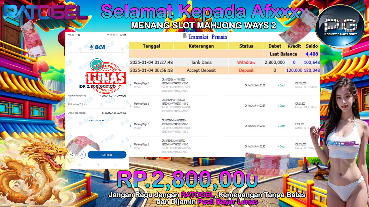 BUKTI JACKPOT SLOT MAHJONG WAYS 2 TERPERCAYA DI INDONESIA TGL 04-01-2025