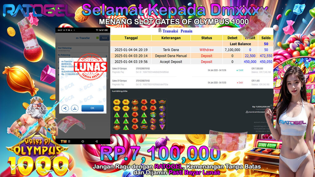 BUKTI JACKPOT SLOT GATES OF OLYMPUS 1000 TERPERCAYA DI INDONESIA TGL 04-01-2025