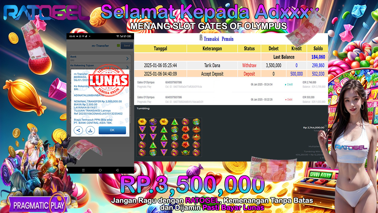 BUKTI JACKPOT SLOT GATES OF OLYMPUS TERPERCAYA DI INDONESIA TGL 06-01-2025