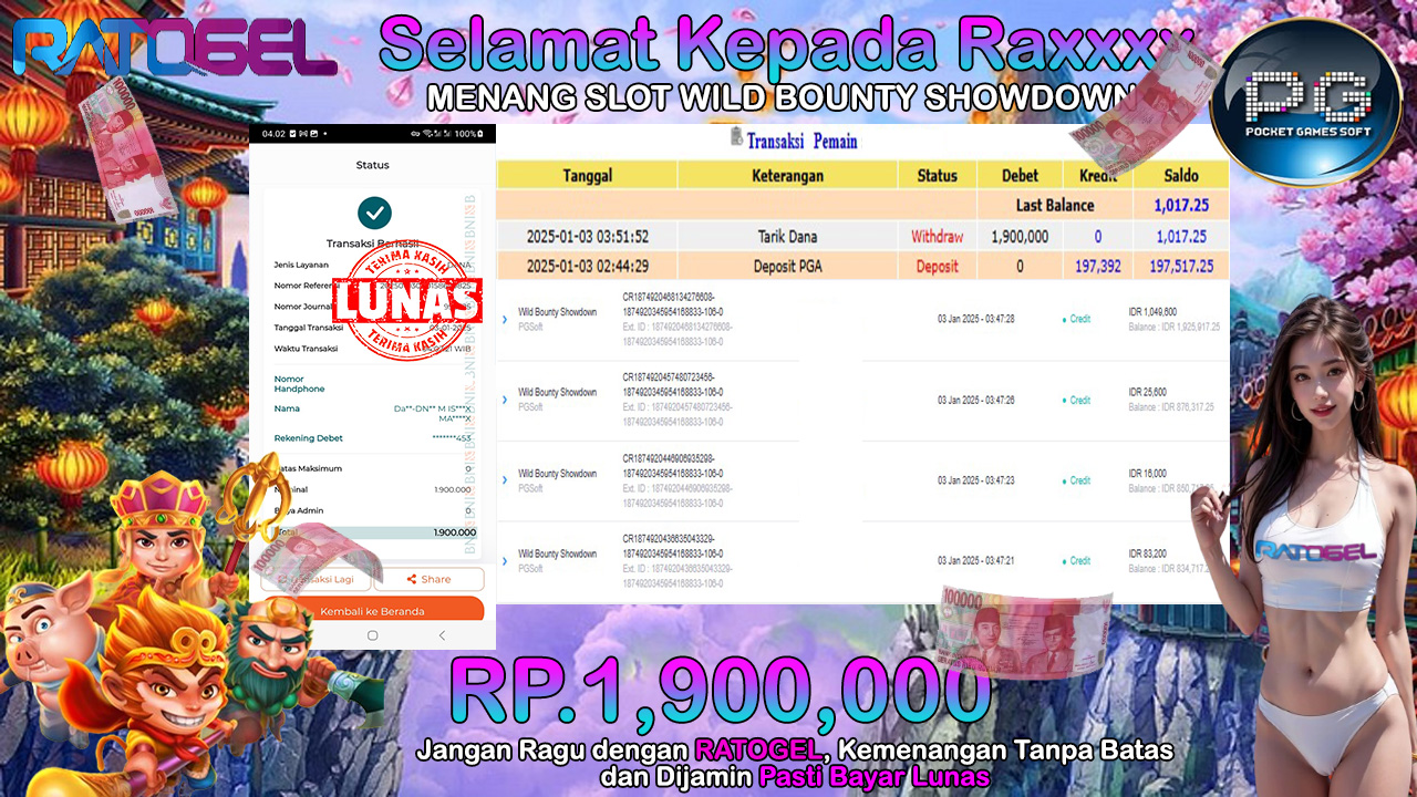 BUKTI JACKPOT SLOT WILD BOUNTY SHOWDOWN TERPERCAYA DI INDONESIA TGL 03-01-2025