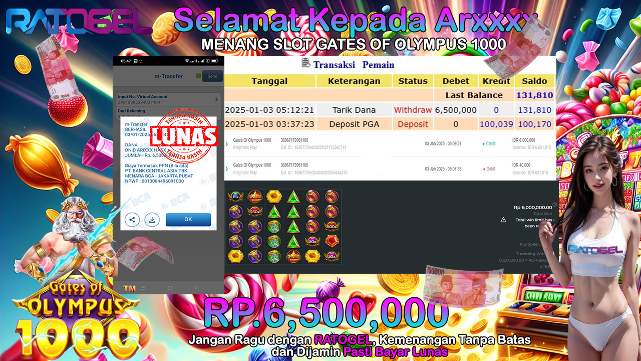 BUKTI JACKPOT SLOT GATES OF OLYMPUS 1000 TERPERCAYA DI INDONESIA TGL 03-01-2025