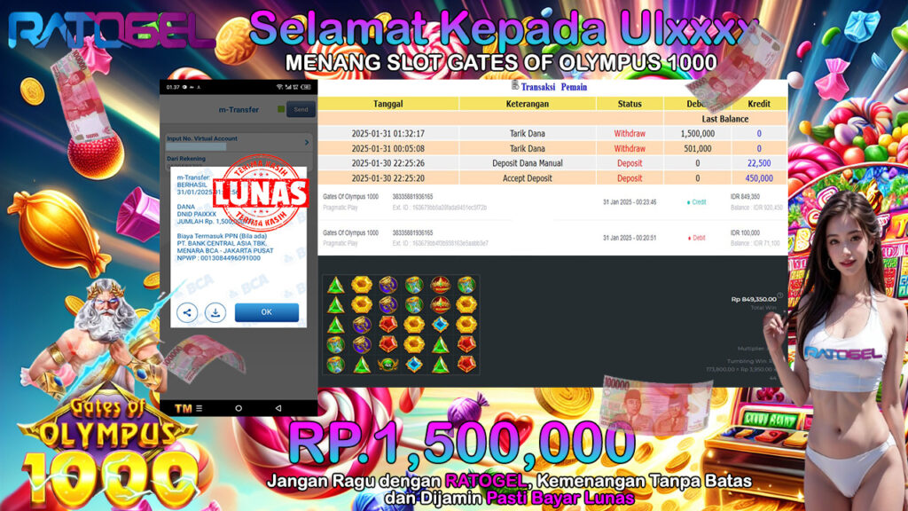 BUKTI JACKPOT SLOT GATES OF OLYMPUS 1000 TERPERCAYA DI INDONESIA TGL 31-01-2025