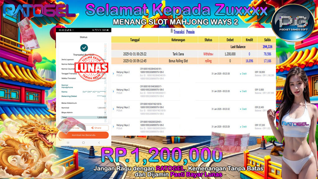 BUKTI JACKPOT SLOT MAHJONG WAYS 2 TERPERCAYA DI INDONESIA TGL 31-01-2025