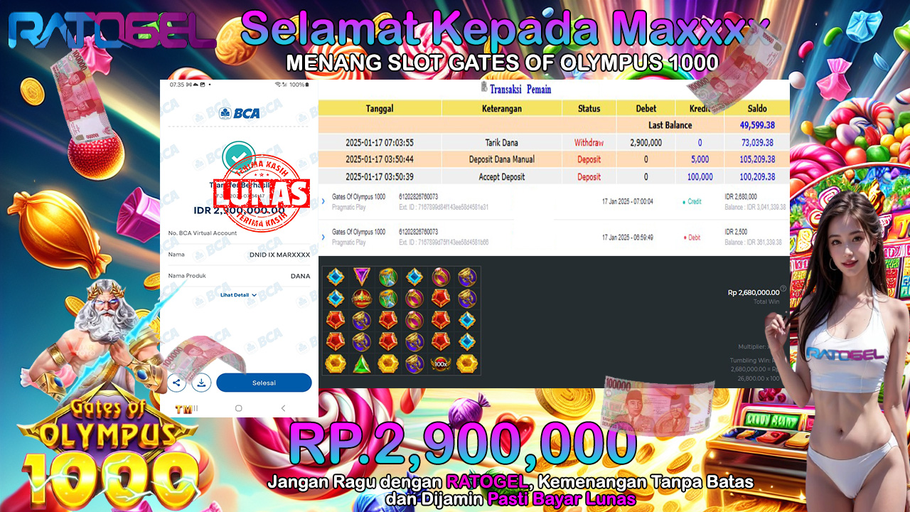 BUKTI JACKPOT SLOT GATES OF OLYMPUS 1000 TERPERCAYA DI INDONESIA TGL 17-01-2025