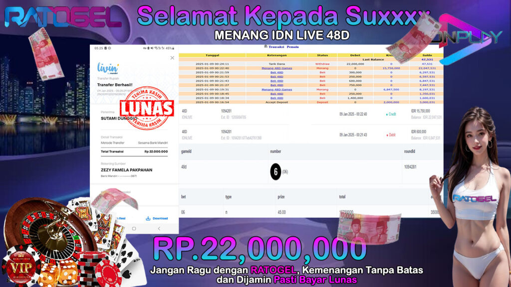 BUKTI JACKPOT IDN LIVE 48D TERPERCAYA DI INDONESIA TGL 09-01-2025