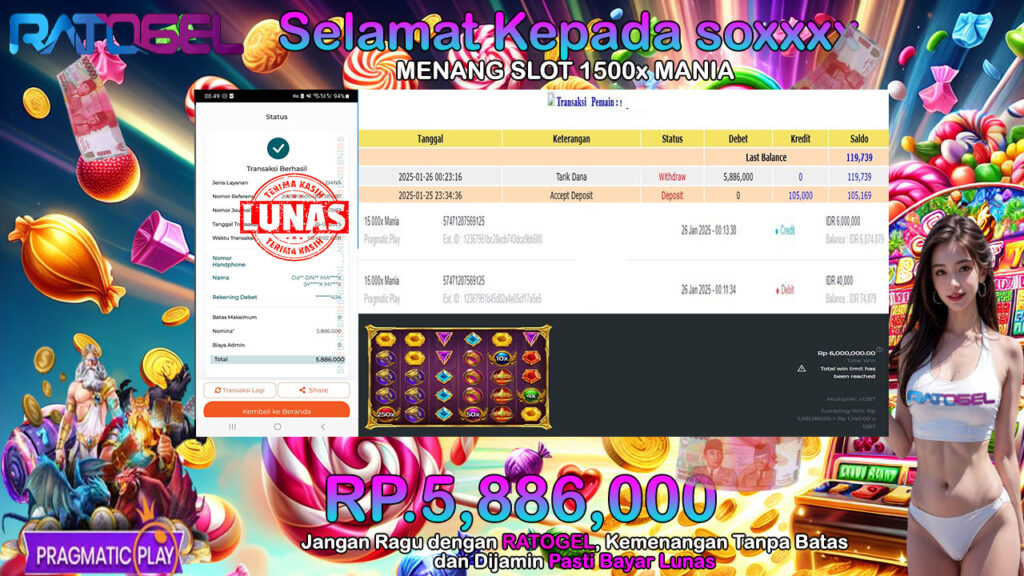 BUKTI JACKPOT SLOT 15000x MANIA  TERPERCAYA DI INDONESIA TGL 26-01-2025