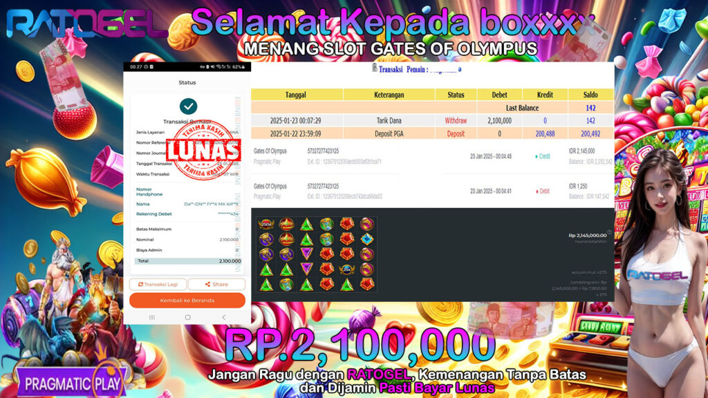 BUKTI JACKPOT SLOT GATES OF OLYMPUS TERPERCAYA DI INDONESIA TGL 23-01-2025