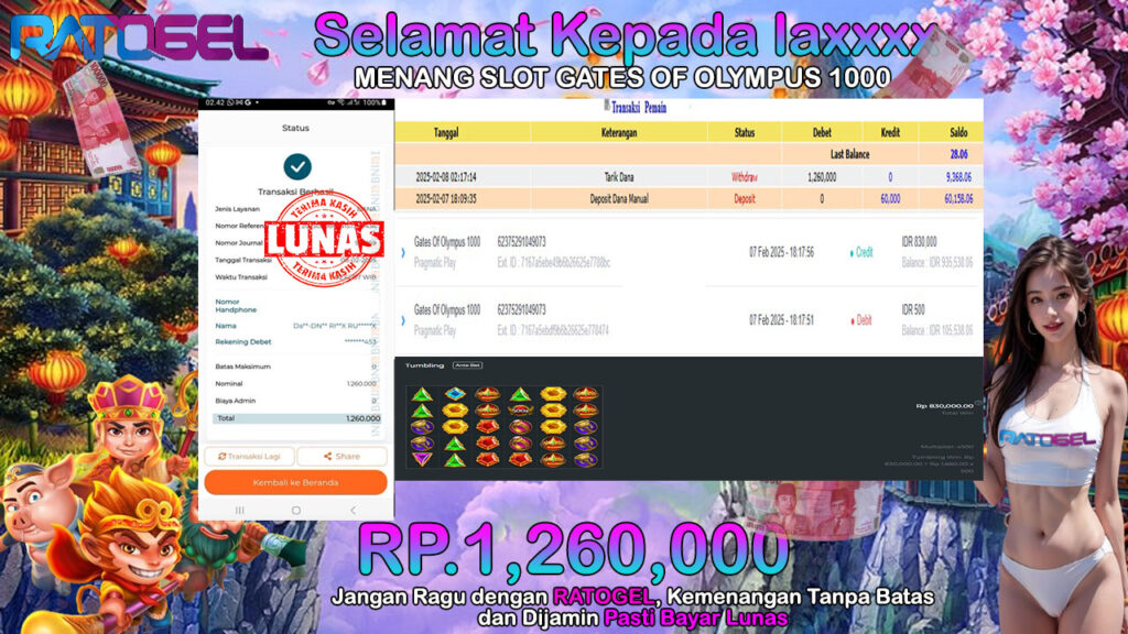 BUKTI JACKPOT SLOT GATES OF OLYMPUS 1000 TERPERCAYA DI INDONESIA TGL 08-02-2025