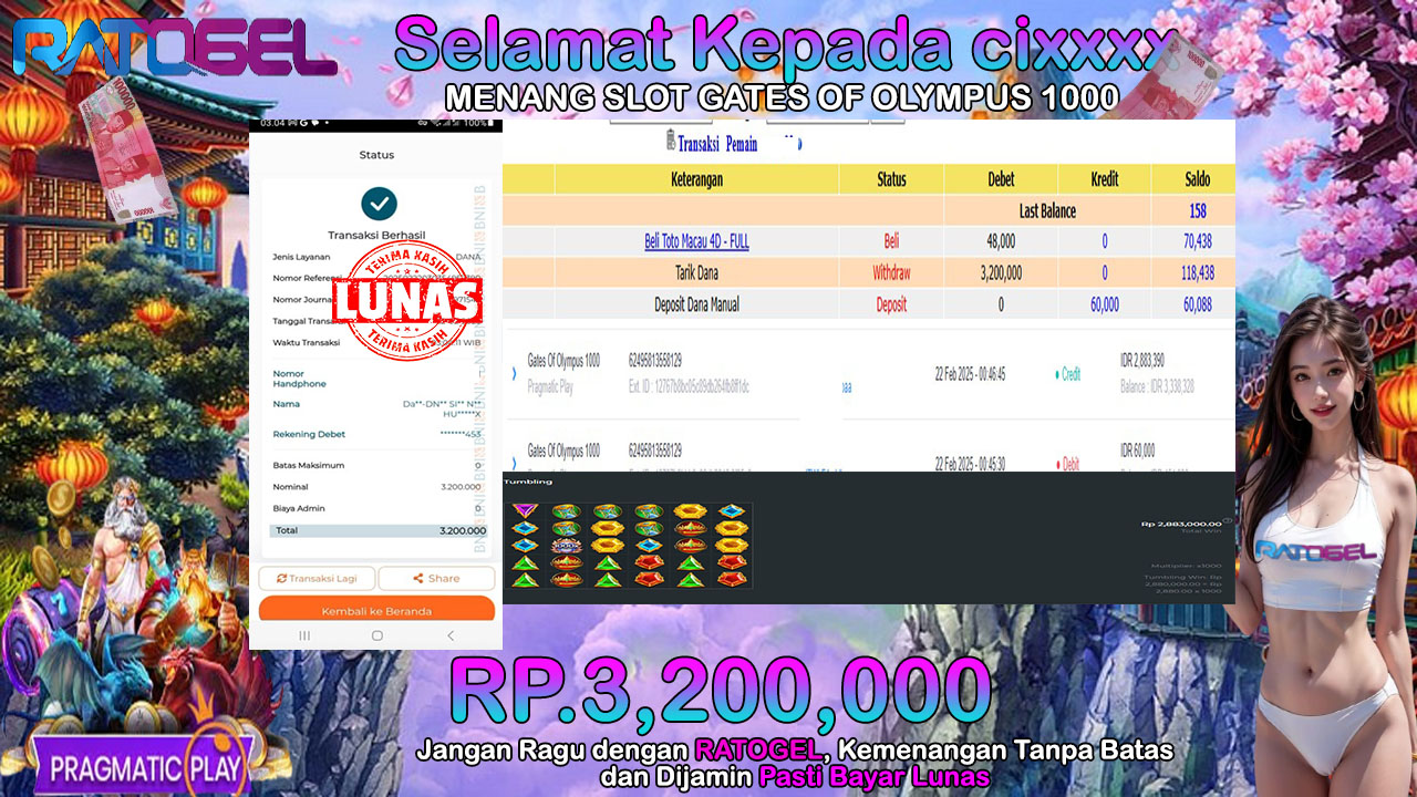 BUKTI JACKPOT SLOT GATES OF OLYMPUS 1000 TERPERCAYA DI INDONESIA TGL 22-02-2025