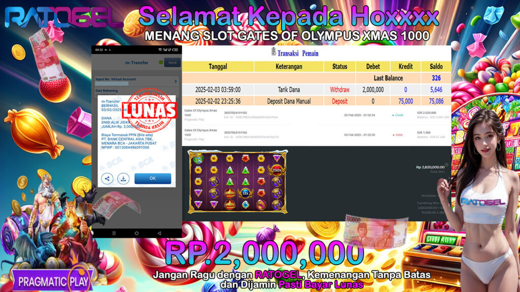 BUKTI JACKPOT SLOT GATES OF OLYMPUS XMAS 1000 TERPERCAYA DI INDONESIA TGL 03-02-2025