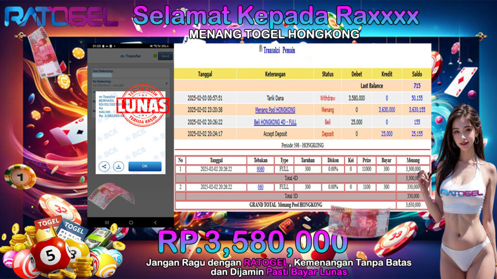 BUKTI JACKPOT TOGEL HONGKONG TERPERCAYA DI INDONESIA TGL 03-02-2025