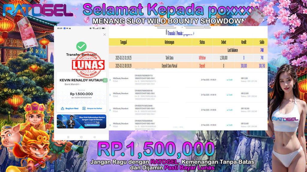 BUKTI JACKPOT SLOT WILD BOUNTY SHOWDOWN TERPERCAYA DI INDONESIA TGL 21-02-2025