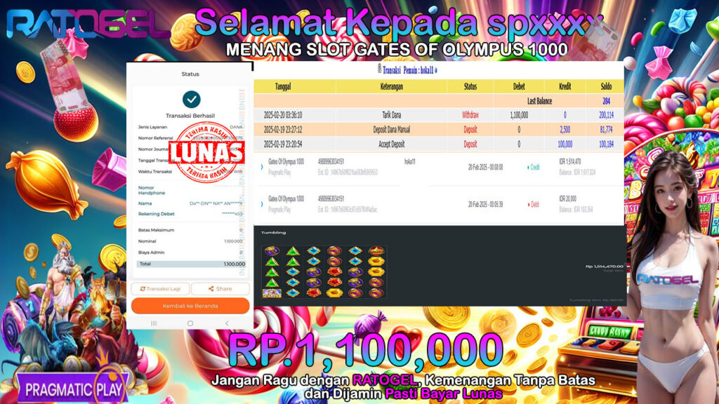 BUKTI JACKPOT SLOT GATES OF OLYMPUS 1000 TERPERCAYA DI INDONESIA TGL 20-02-2025