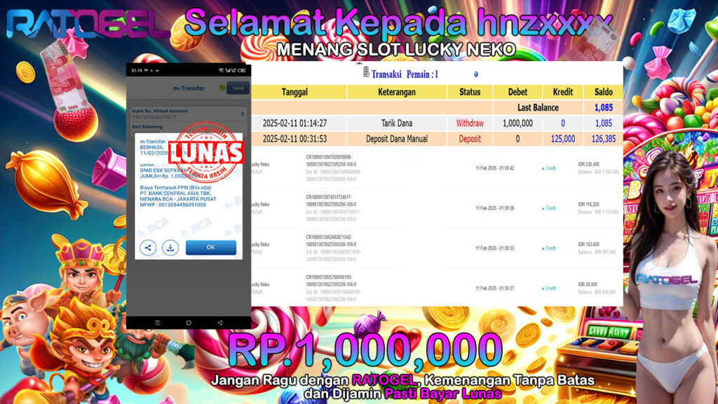 BUKTI JACKPOT SLOT LUCKY NEKO  TERPERCAYA DI INDONESIA TGL 11-02-2025