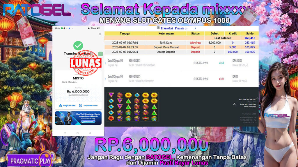 BUKTI JACKPOT SLOT GATES OF OLYMPUS 1000 TERPERCAYA DI INDONESIA TGL 07-02-2025