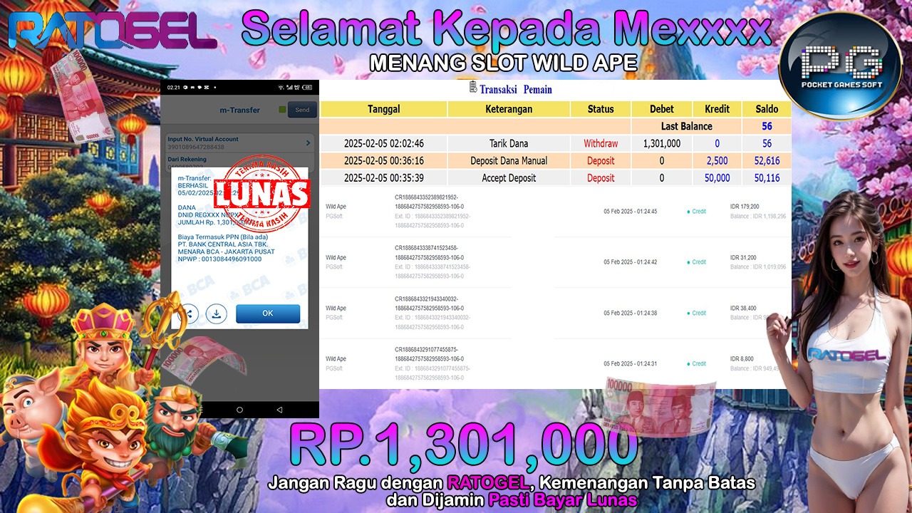 BUKTI JACKPOT SLOT WILD APE TERPERCAYA DI INDONESIA TGL 05-02-2025