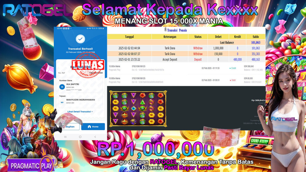 BUKTI JACKPOT SLOT 15.000X MANIA TERPERCAYA DI INDONESIA TGL 02-02-2025