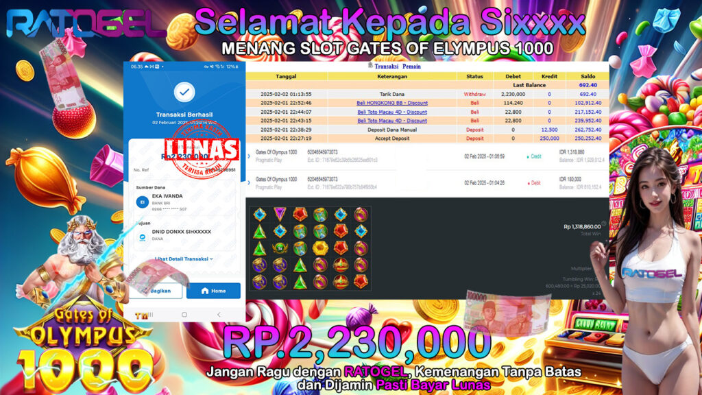 BUKTI JACKPOT SLOT GATES OF OLYMPUS 1000 TERPERCAYA DI INDONESIA TGL 02-02-2025