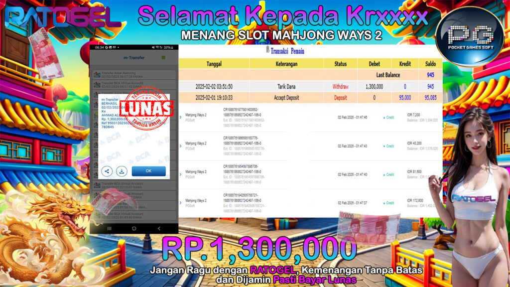 BUKTI JACKPOT SLOT MAHJONG WAYS 2 TERPERCAYA DI INDONESIA TGL 02-02-2025