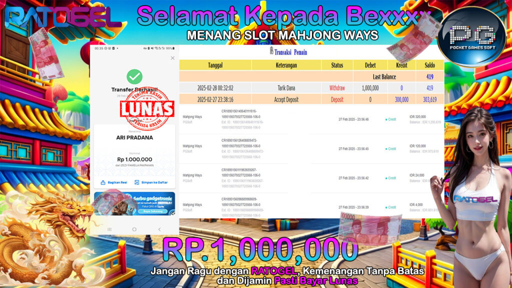 BUKTI JACKPOT SLOT MAHJONG WAYS TERPERCAYA DI INDONESIA TGL 28-02-2025