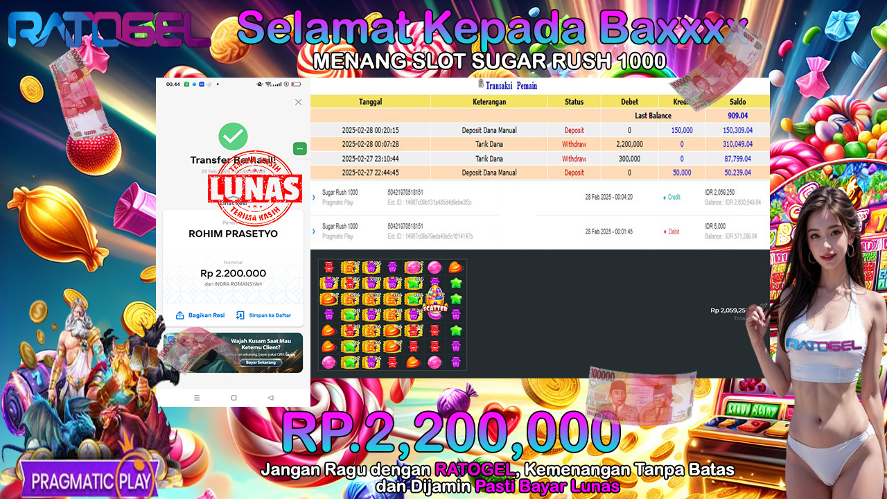 BUKTI JACKPOT SLOT SUGAR RUSH 1000 TERPERCAYA DI INDONESIA TGL 28-02-2025