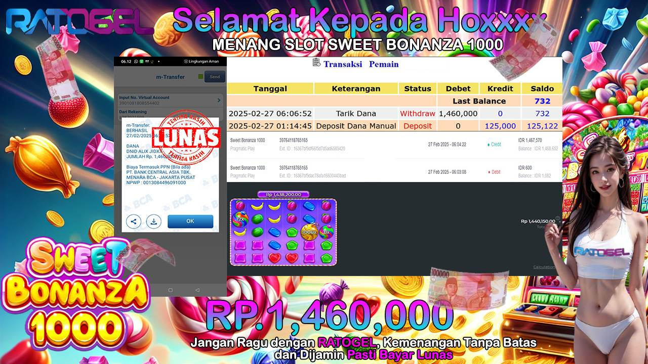 BUKTI JACKPOT SLOT SWEET BONANZA 1000 TERPERCAYA DI INDONESIA TGL 27-02-2025