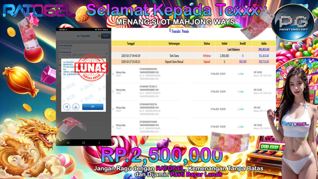 BUKTI JACKPOT SLOT MAHJONG WAYS TERPERCAYA DI INDONESIA TGL 27-02-2025