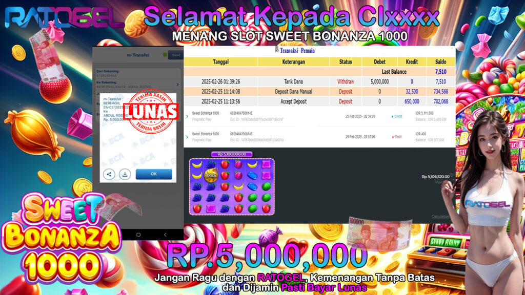 BUKTI JACKPOT SLOT SWEET BONANZA 1000 TERPERCAYA DI INDONESIA TGL 26-02-2025