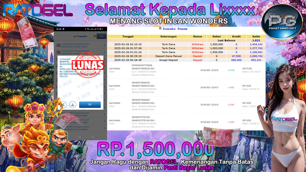 BUKTI JACKPOT SLOT INCAN WONDERS TERPERCAYA DI INDONESIA TGL 26-02-2025