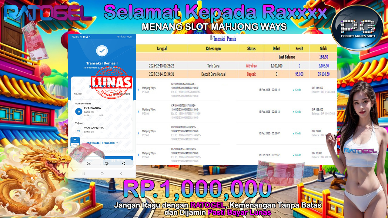 BUKTI JACKPOT SLOT MAHJONG WAYS TERPERCAYA DI INDONESIA TGL 15-02-2025