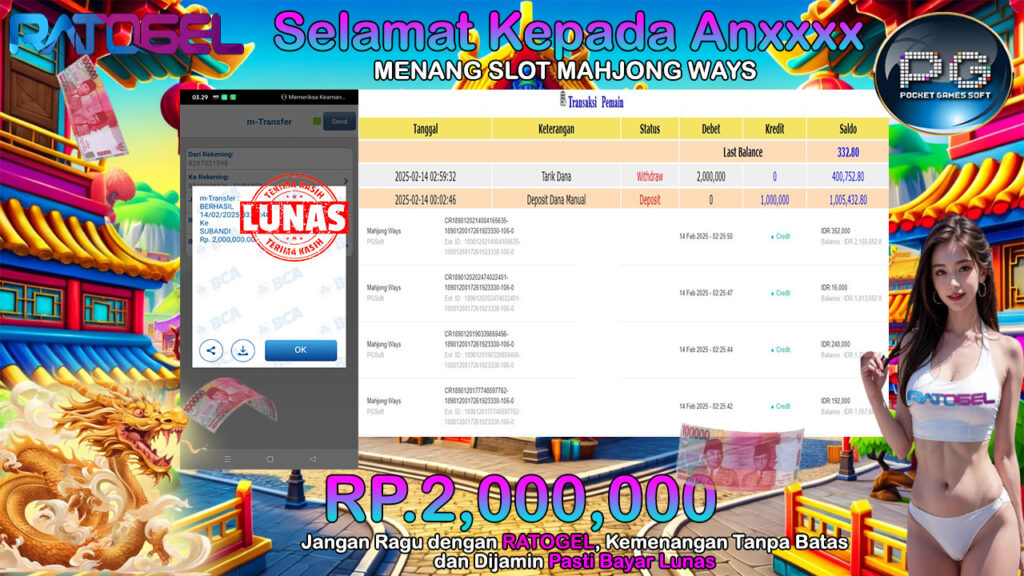 BUKTI JACKPOT SLOT MAHJONG WAYS  TERPERCAYA DI INDONESIA TGL 14-02-2025