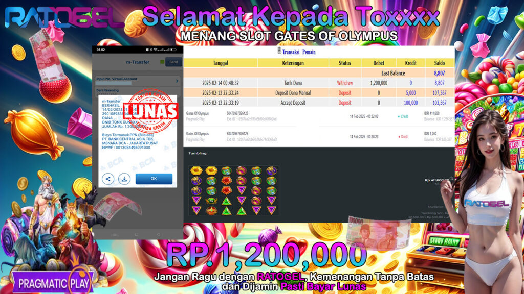 BUKTI JACKPOT SLOT GATES OF OLYMPUS TERPERCAYA DI INDONESIA TGL 14-02-2025