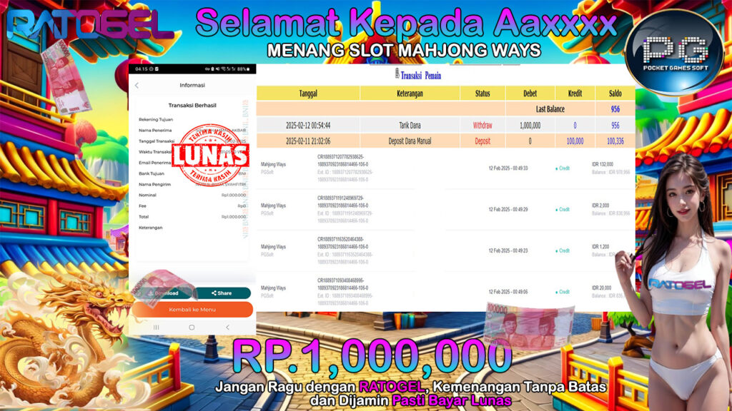 BUKTI JACKPOT SLOT MAJONG WAYS TERPERCAYA DI INDONESIA TGL 12-02-2025