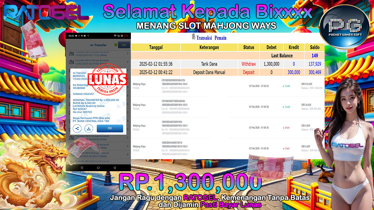 BUKTI JACKPOT SLOT MAJONG WAYS TERPERCAYA DI INDONESIA TGL 12-02-2025